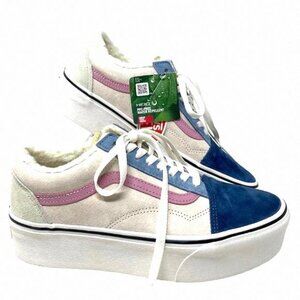 VANS Old Skool Platform For Women Sherpa Suede Multi VN0A7Q5MMUL Shoes Top Low